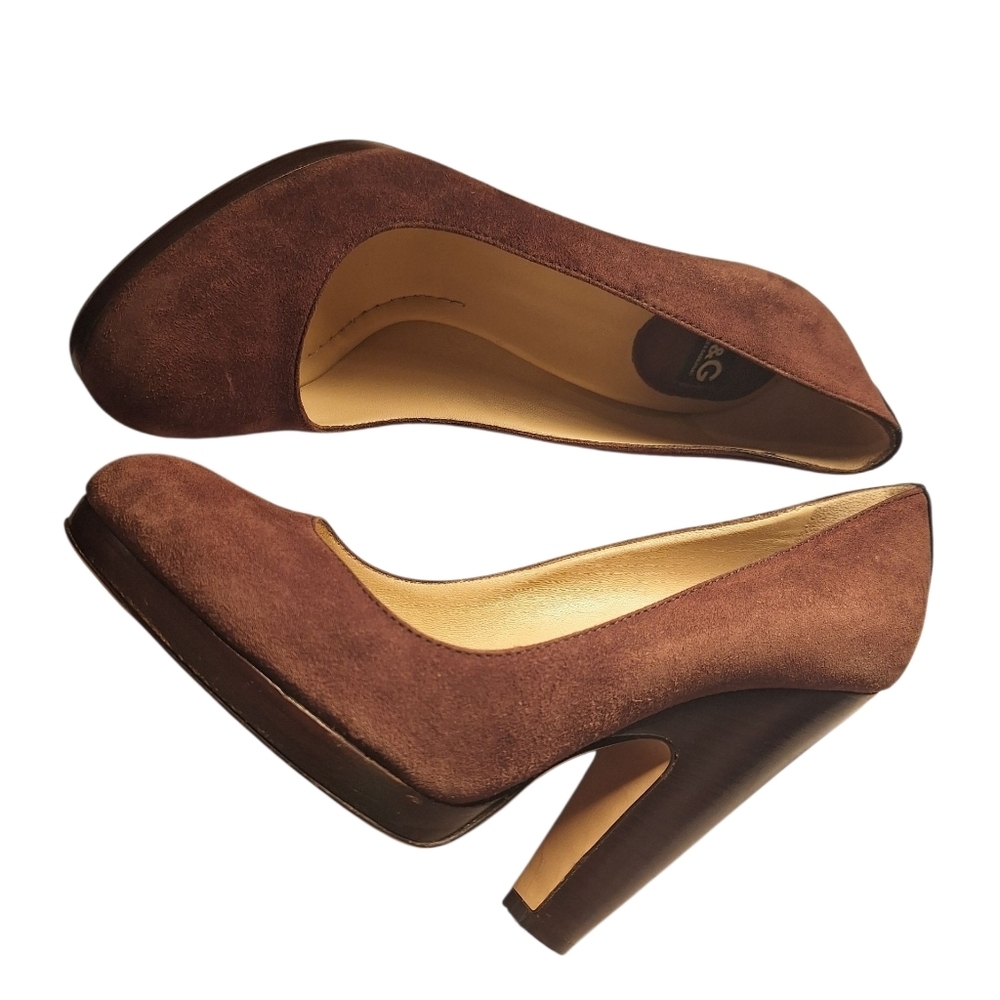 D&G Dolce & Gabbana Brown Suede Leather Pumps 5 Inch Heels 39 or 9 Old Money - Picture 7 of 10